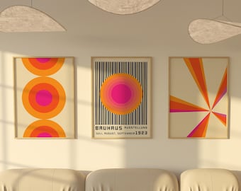 Bauhaus Galerie Wall Art Prints, 3er-Set, orange