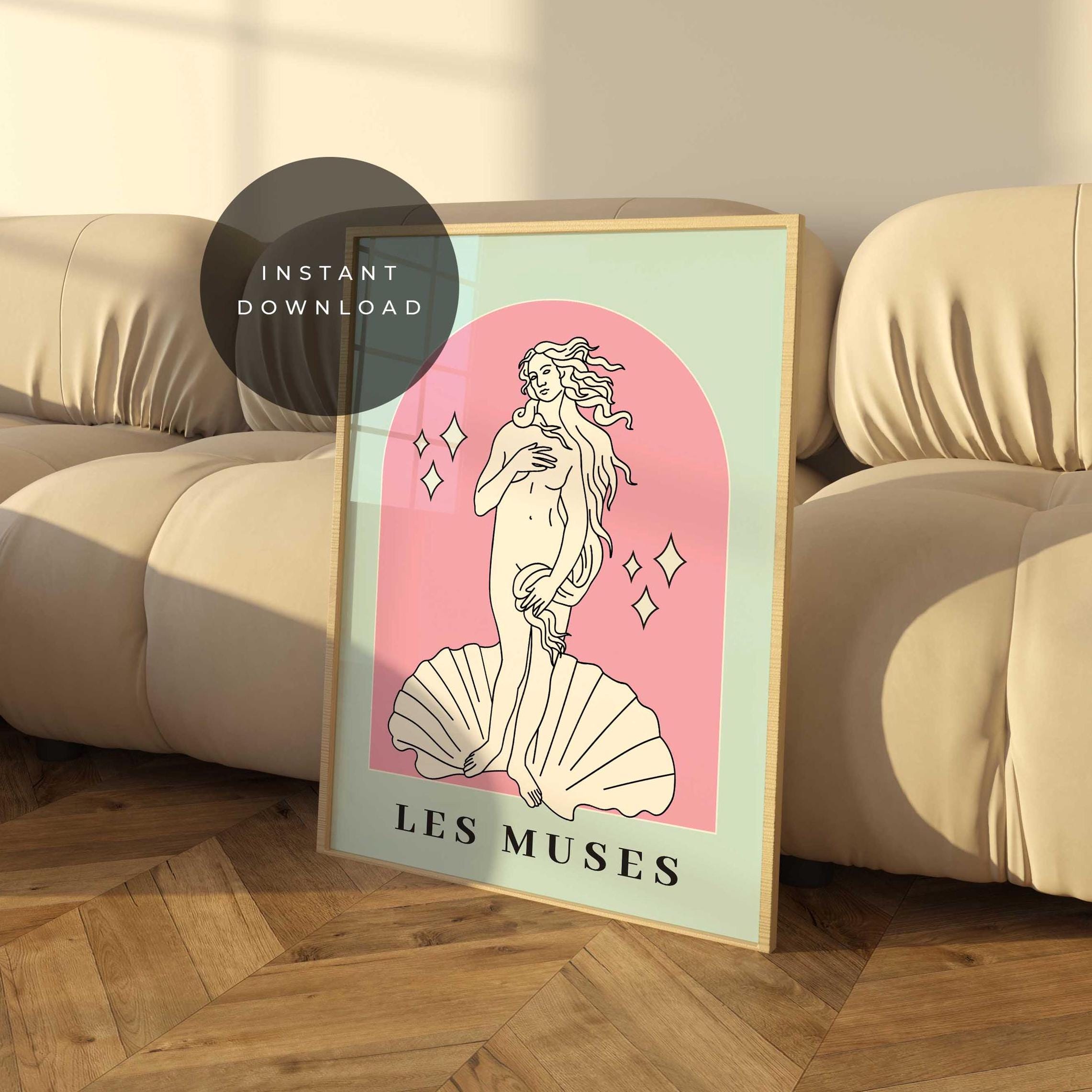 Birth of Venus Line Art Print, Danish Pastel Decor (digital Download ...