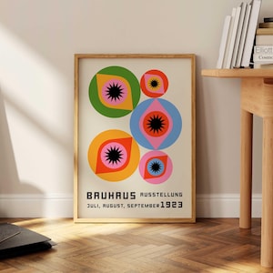 Large Bauhaus Poster, Geometric Wall Art, Wall Decor, Mid Century Modern, Colorful Wall Art, Living Room Decor Bauhaus Print