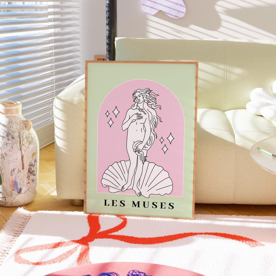 Birth of Venus Print, Minimalist Line Art, Danish Pastel Decor - Etsy