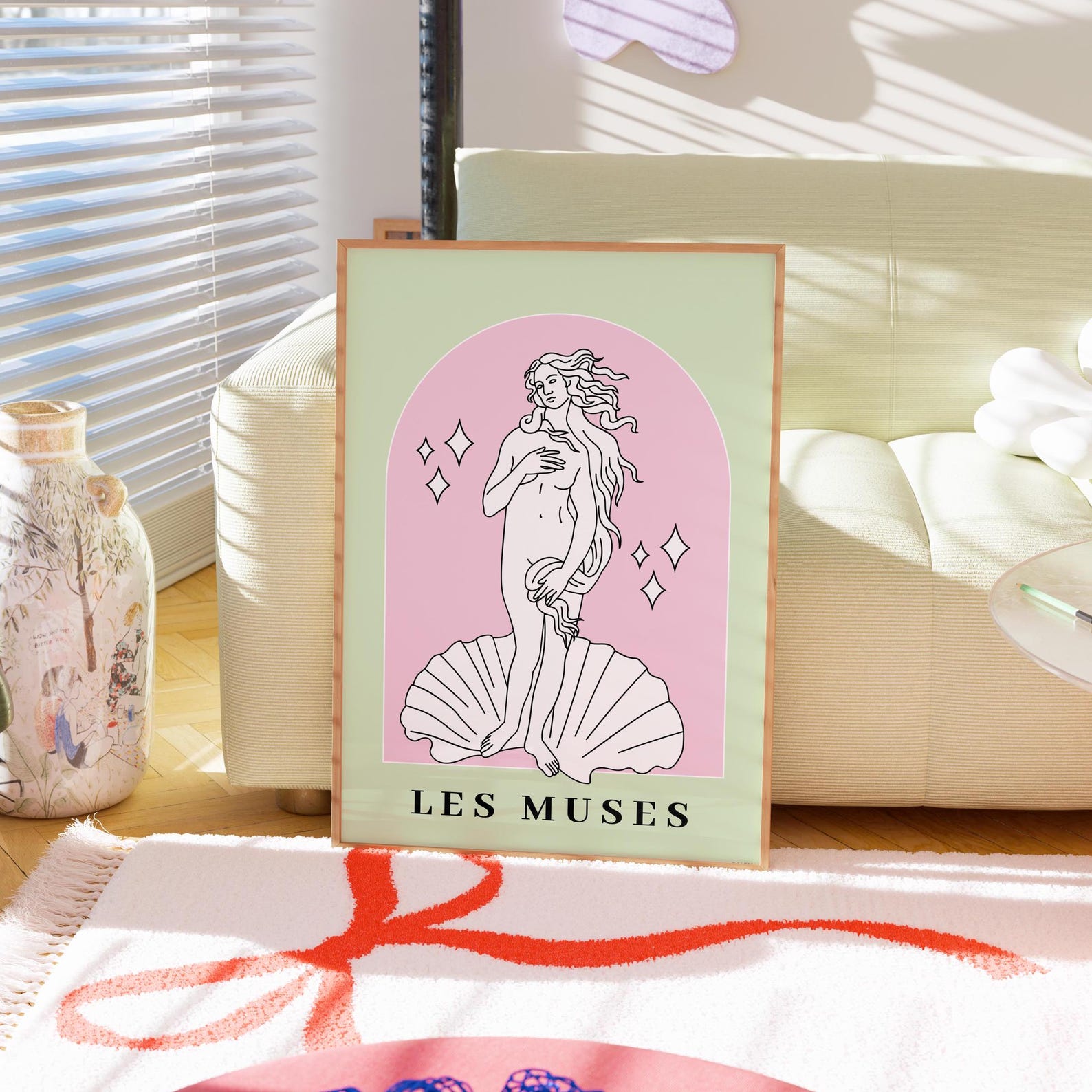 Birth of Venus Print, Minimalist Line Art, Danish Pastel Decor - Etsy
