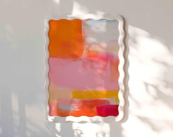 Lámina abstracta inspirada en Mark Rothko, arte mural geométrico rosa y naranja, decoración para sala de estar.