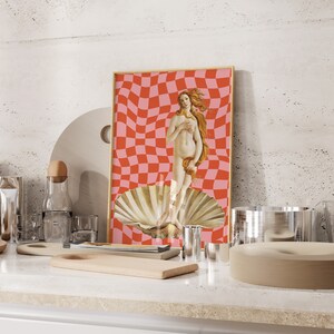 Birth of Venus Print, Checkered Danish Pastel Y2K Art - Etsy