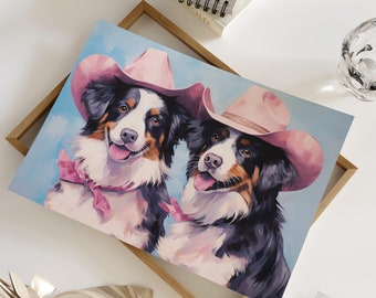 Maximalist Cowboy Hat Dog Print, Modern Electic Art Print, Y2K Wall Art, Modern Colorful Home Decor, Funky Wall Art, Western Pink Decor