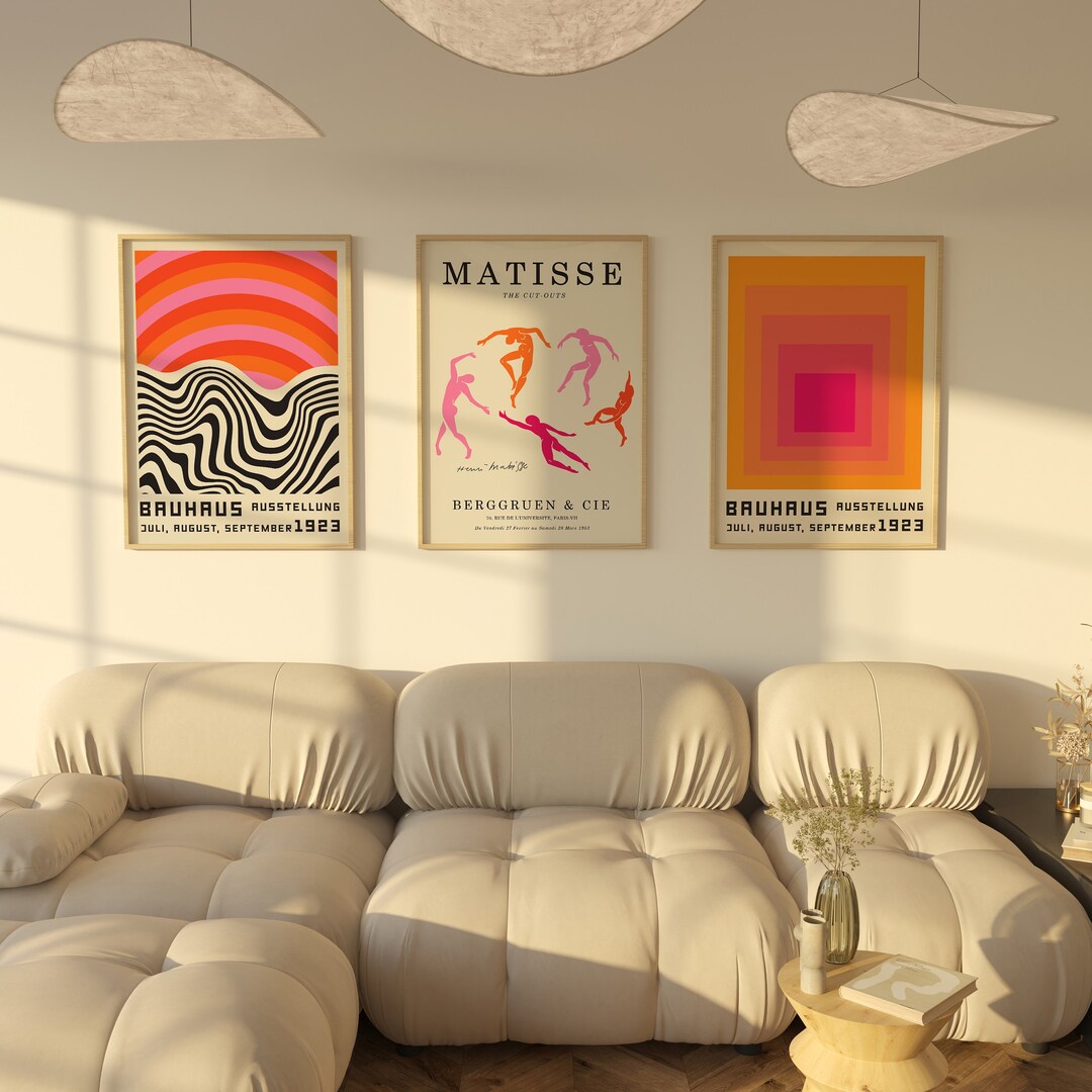 Galerie-Wandkunst-Set Picasso/Matisse, 40x60 Cm, Leinwanddruck, Orange/schwarz, Modern