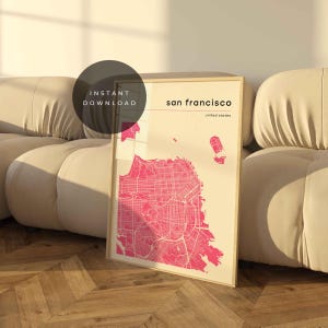 DRUCKBARE San Francisco Karte, minimalistische Karte, San Francisco Druck, San Francisco Karte Poster Kunst, moderne Karte Druck, Karte von San Francisco