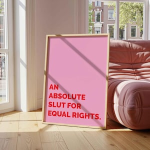Feminist Quote Print, Pink Equal Rights Poster (Digital Download) image 4