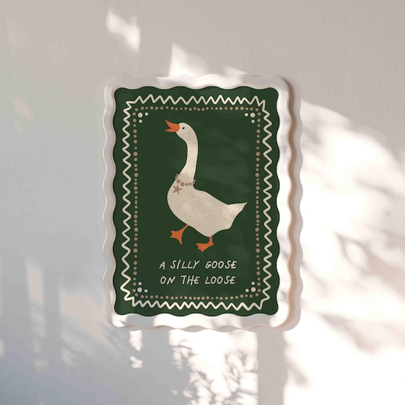 Silly Goose Art, Cottagecore Print - Vintage Decor | Multiple Sizes | Fade Resistant Inks