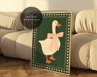 Silly Goose Art Print: Retro Cottagecore Wall Decor (Digital Download)