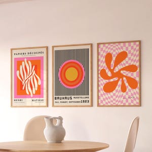 Abstract Gallery Art Wall Set of 3 Prints, Bauhaus Poster Set, Dorm Decor, Exhibition Poster Set of 3, Matisse Print Set, Wall Decor Gift