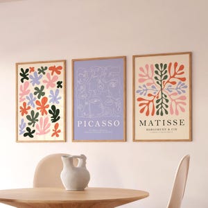 Abstract Gallery Art Wall Set of 3 Prints, Picasso Poster, Dorm Decor, Exhibition Poster Set of 3, Matisse Print Set, Wall Decor Gift