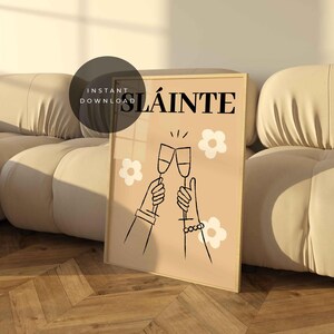 Slainte アイルランドの格言アート デジタルプリント、乾杯の定義プリント、タイポグラフィの引用、リビングルームとオフィスの壁アート、バーカートプリント、Cin Cin