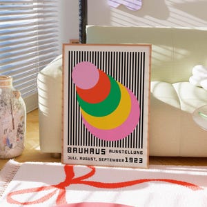 Colorful Bauhaus Art Print, Geometric Abstract Poster, Minimalist Retro Wall Art, Colorful Contemporary Poster, Bauhaus Exhibition Poster