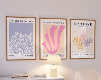 Set of 3 Matisse Art Prints, Henri Matisse Exhibition Poster, Gallery Wall Art Set, Living Room Pastel Decor, Mid Century Modern Decor