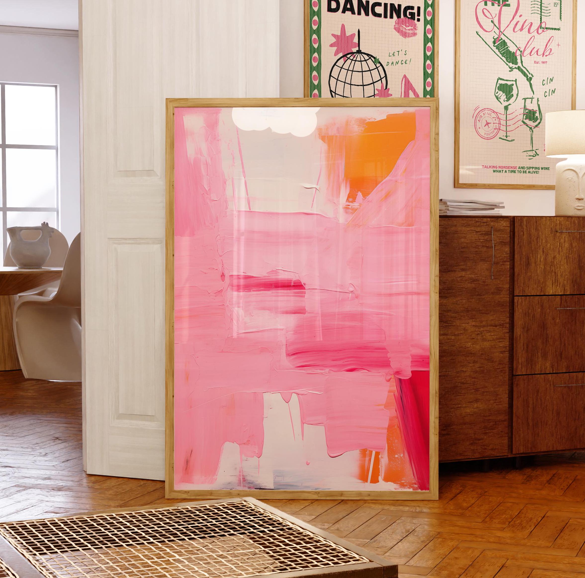 Abstract Colorful Painting Print, Pastel Art Poster, Extra Large Wall Art Print, Exhibition Poster, Gallery Wall Art, Pink Home Wall Decor