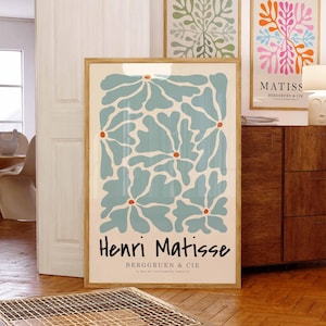 Matisse Floral Print Matisse Print Berggruen and cie Blue Navy Danish Pastel Decor Matisse Aesthetic Leaf Papiers Decoupes Matisse cut outs