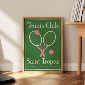 Tennis Club Print Trendy Country Club Print Aesthetic Decor Tennis Racket Print Cute Sports Posters Preppy Wall Art Retro Tennis Home Decor
