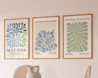 Matisse Sage Green Prints Set, Mid Century Modern Art