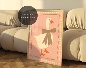 Silly Goose Wall Art, Pink Coquette Nursery Poster | Digital File - High Resolution A0 Printable