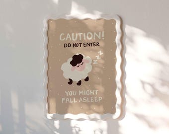 Funny Bedroom Sign, Do Not Enter Poster, Cozy Introvert Dorm Decor, Sleeping Sheep, Unframed