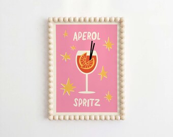 Póster de Aperol Spritz, diseño gráfico de cóctel, decoración retro para bebidas, ilustración llamativa para bar, obra de arte moderna para la cocina.