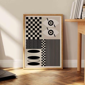 Geometric Black&White Bauhaus Poster, Bauhaus Art Print, Mid Century Modern Print, Gallery Wall Art, Minimalist Home Decor