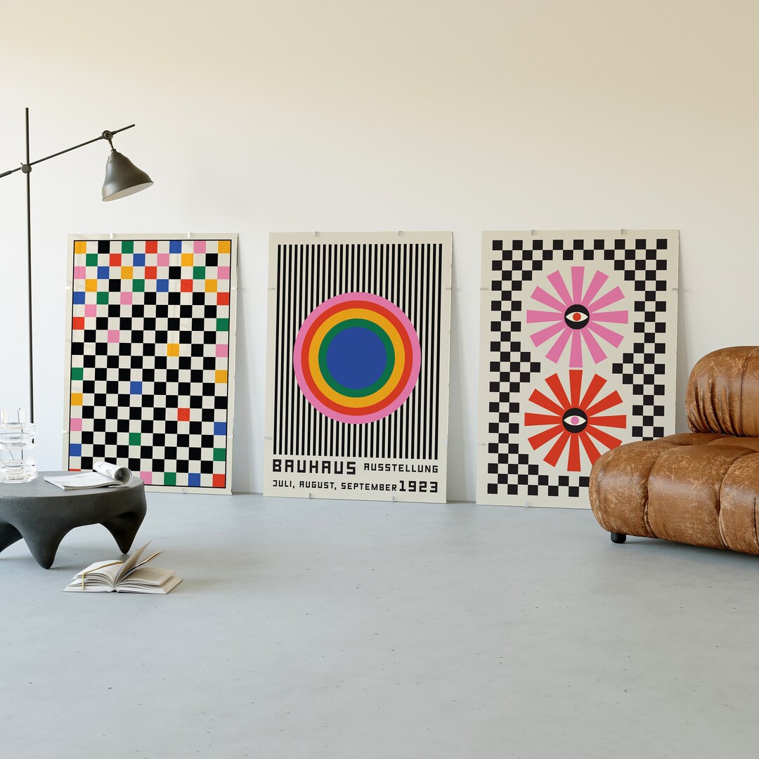Set of 3 Bauhaus Prints, Bauhaus Wall Art, Mid Century Modern Wall Art ...