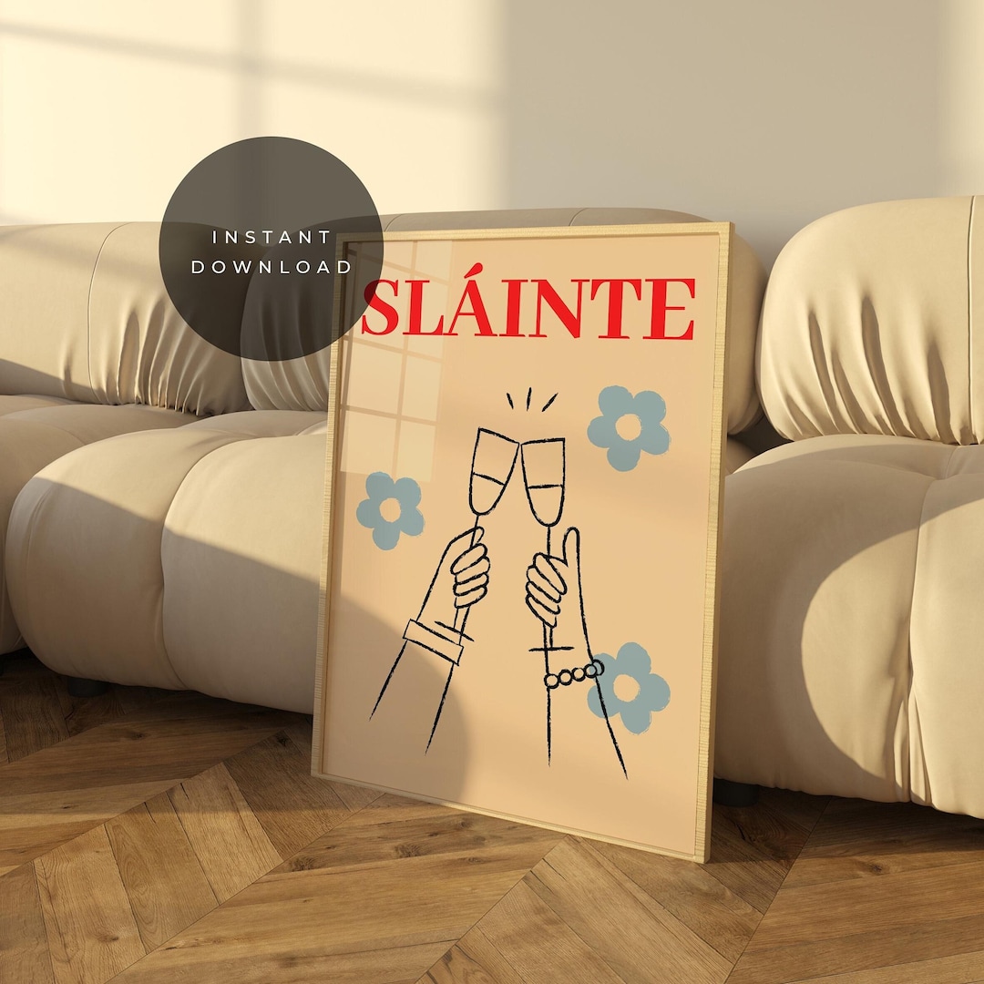 Sláinte Irish Cheers Art Print, Typography Wall Decor (digital Download ...