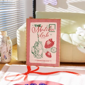 Matcha Club poster, retro drink art, cafe wall decor, brunch print, matcha latte art, modern home print, funky kitchen decor, hand-drawn print, aesthetic poster, trendy wall art, tea lover gift, vintage-inspired art, colorful cafe print, minimalist drink print, Japanese tea art, cozy home decor.