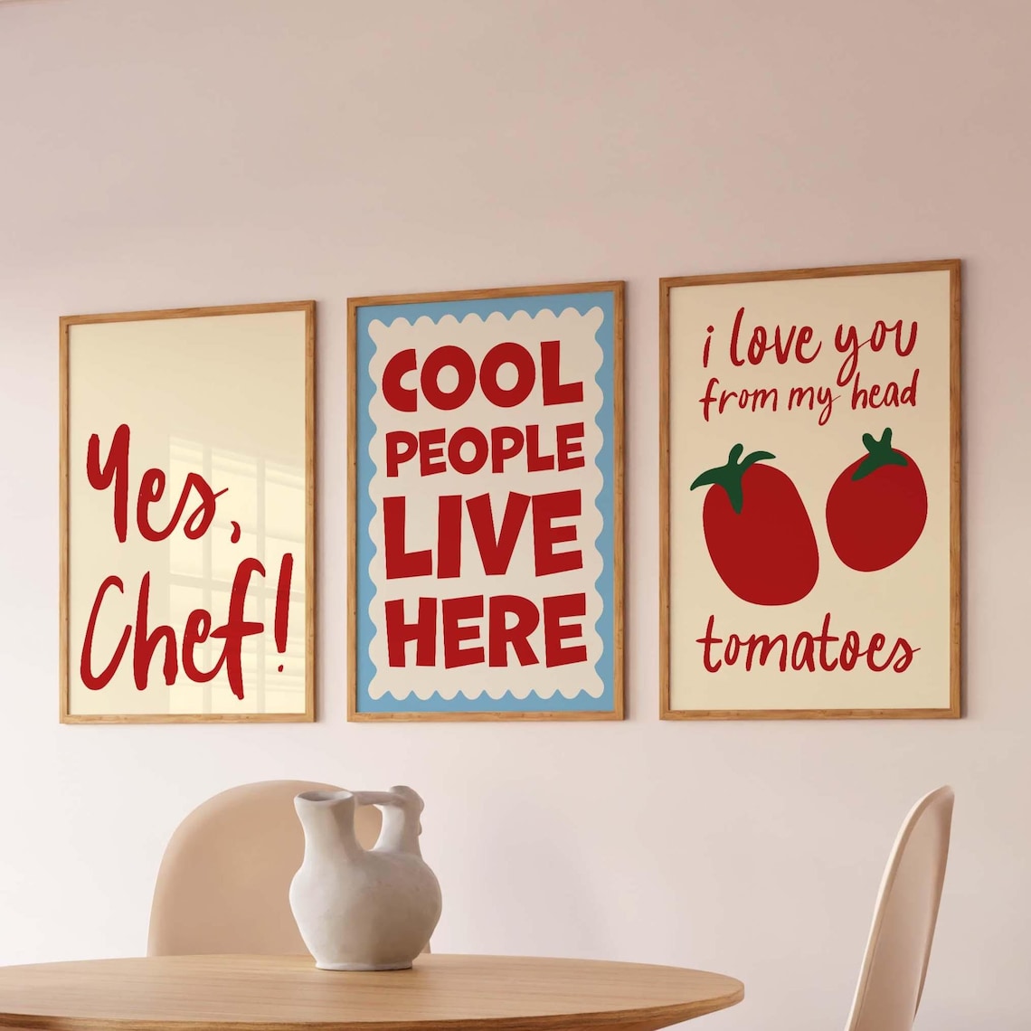 Hand Drawn Kitchen Prints – Set of 3, Foodie Wall Art - Etsy