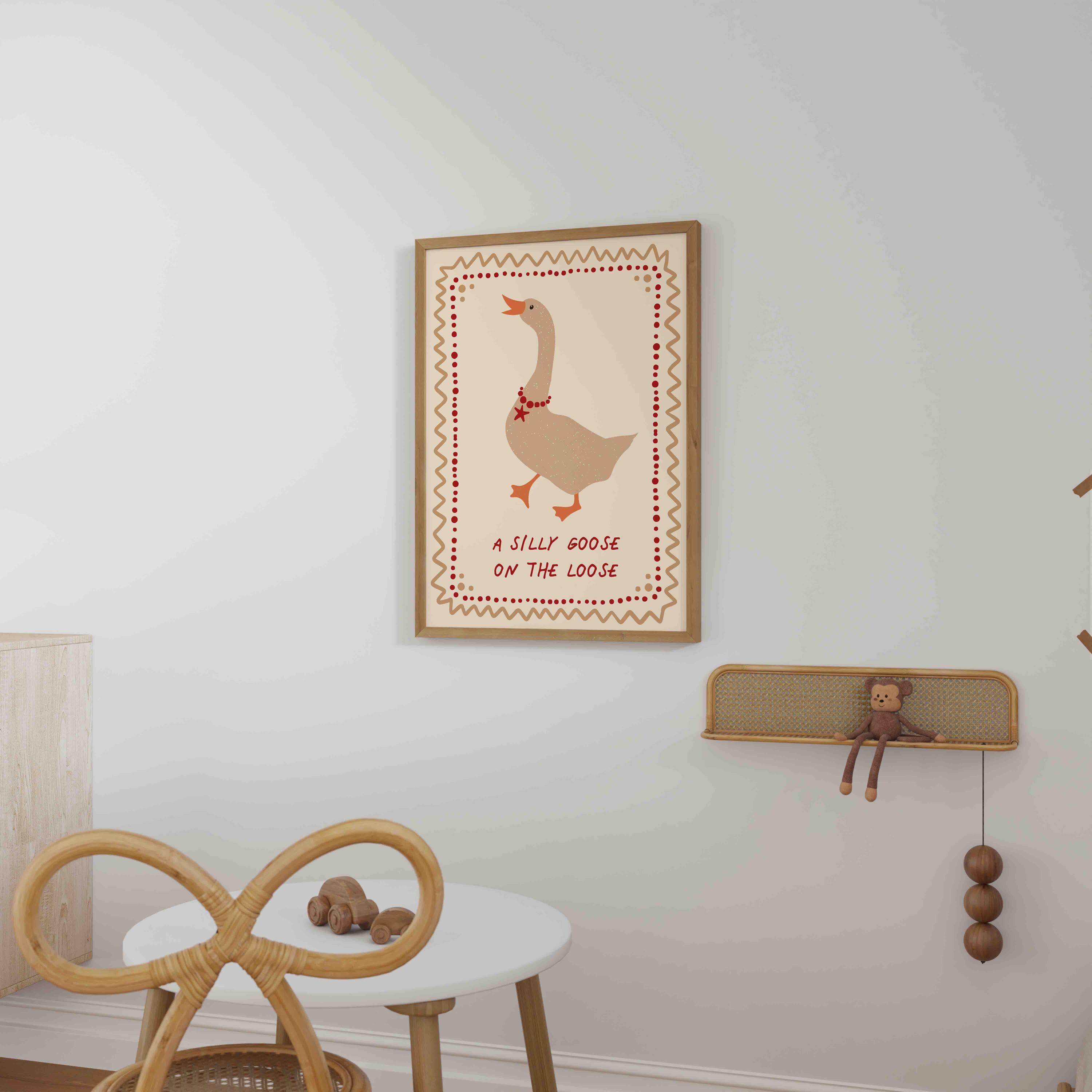 Silly Goose on the Loose Print, Trendy Wall Art, Apartment Decor, Retro ...