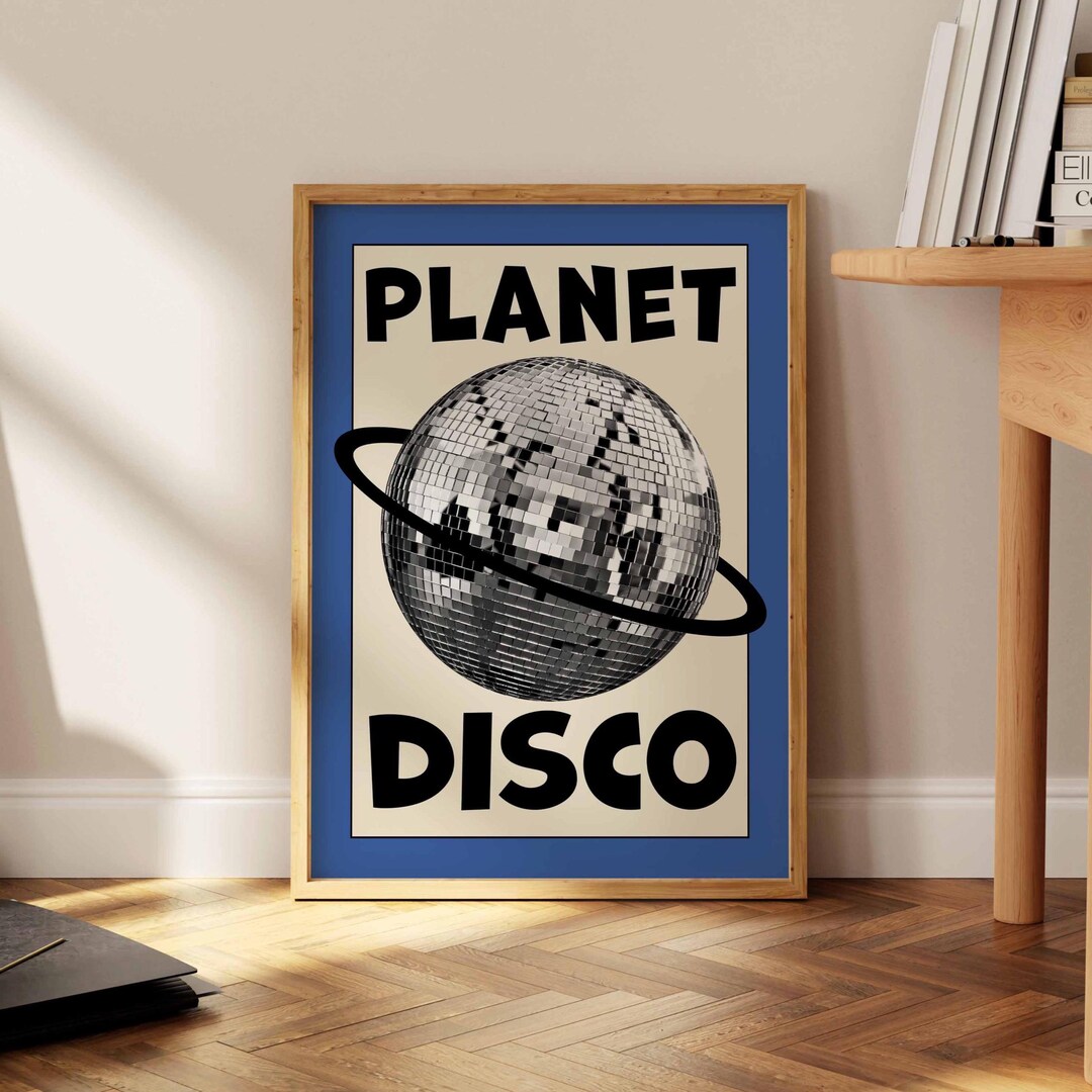 Planet Disco Print: Retro 70s Silver Disco Ball Art - Etsy