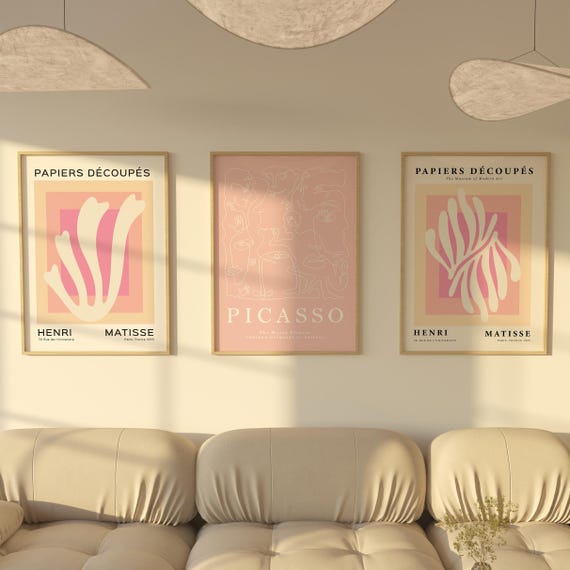 Pink Matisse Prints, Blush Abstract Wall Set | Premium Matte Poster - Multiple Sizes Available