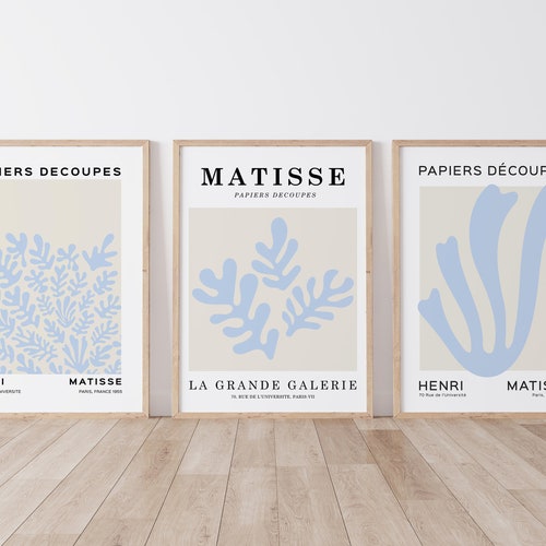 Blue Wall Art Prints Henri Matisse Set of 3 Piece Exhibition Etsy