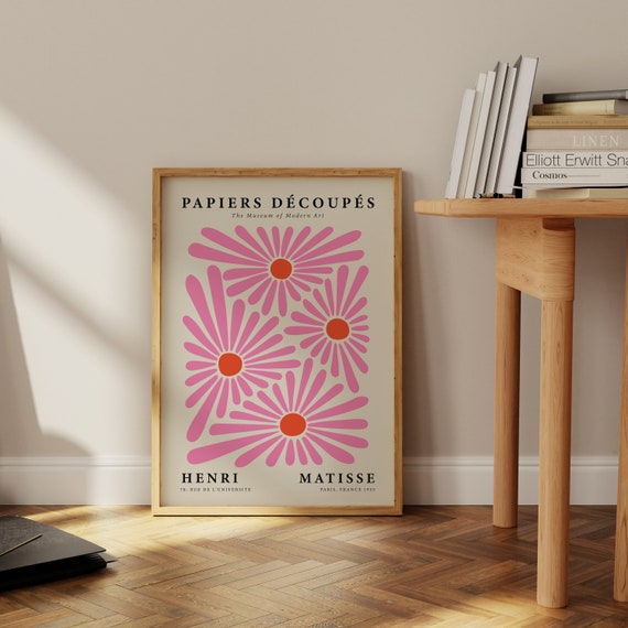 Pink Floral Matisse Art Print, Modern Room Decor