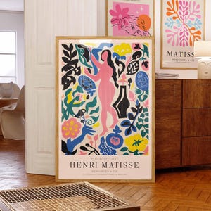 Matisse Floral Print Matisse Print Berggruen and cie Blue Navy Danish Pastel Decor Matisse Aesthetic Leaf Papiers Decoupes Matisse cut outs
