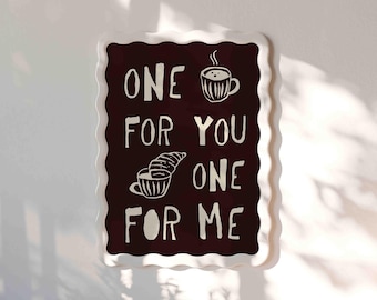 Coffee Quote Poster, Kitchen Decor, Cafe Wall Art, Minimal Typography Print, Brown Decor