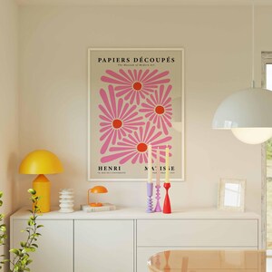 Henri Matisse Pink Daisy Poster, Papiers Decoupes Flower Physical Print, Botanical Signage image 3