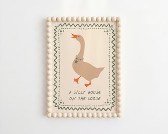 Silly Goose Wall Art, Retro Abstract Cottagecore Print | Multiple Sizes | Nursery Decor
