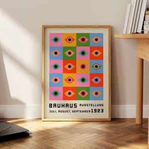 Bauhaus Poster Print, Bauhaus Large Exhibition Poster, Geometric Wall Art, Mid Century Modern, Trendy Bauhaus Decor, Vintage Retro Wall Art