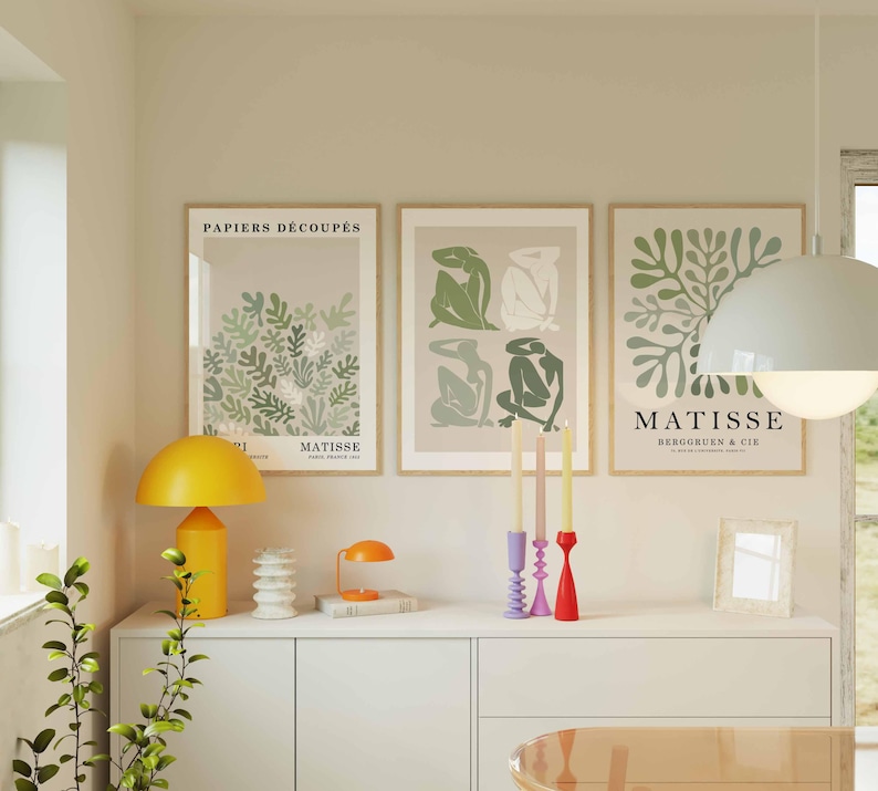 Henri Matisse Poster Set, Sage Green Beige, Gallery Wall Art image 2