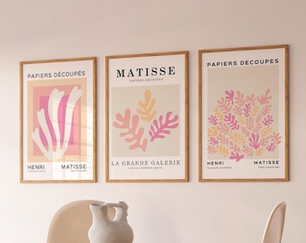 Matisse Picasso Print Set, Coral Pink Mid Century Modern Art