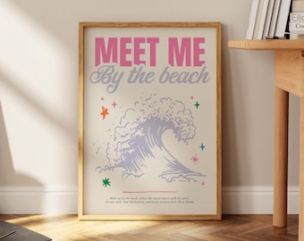 Meet Me By The Beach Poster: Vintage Coastal Wall Art