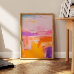 Mark Rothko Druck, Pastell Rosa Orange Abstrakte Geometrische Wandkunst, Rothko Bunte Wandkunst, Illustration, Wohnzimmer Druck, Landschaft Kunst