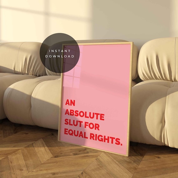 Feminist Quote Print, Pink Equal Rights Poster (Digital Download)