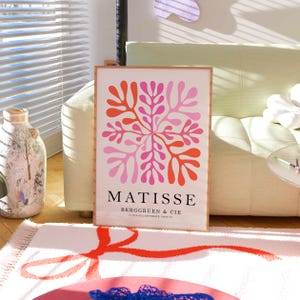 Art mural rose, impression d'art Matisse, affiche d'art mural abstrait rose, art mural moderne, grande oeuvre d'art murale bohème, affiche d'exposition, cadeau de pendaison de crémaillère