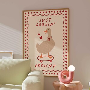 Silly Goose Print, Trendy Wall Art, Apartment Decor, Retro Wall Art, Quirky Wall, Nursery Art, Cottage Core Decor, Cute Art, Funny Wall Art