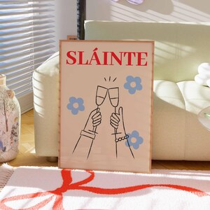 Slainte アイルランド語のアートプリント、Cheers の定義プリント、タイポグラフィの引用、寝室、リビングルーム、オフィスの壁アート、バーカートプリント、Cin Cin