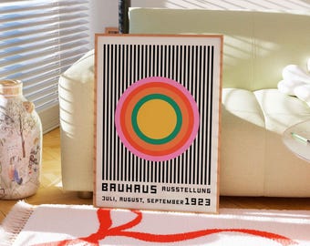 Bauhaus Exhibition Poster Print, Geometric Retro Wall Art