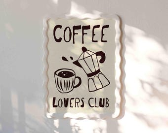 Coffee Lovers Club Print, Retro Kitchen Wall Art, Vintage Coffee Station Decor Poster